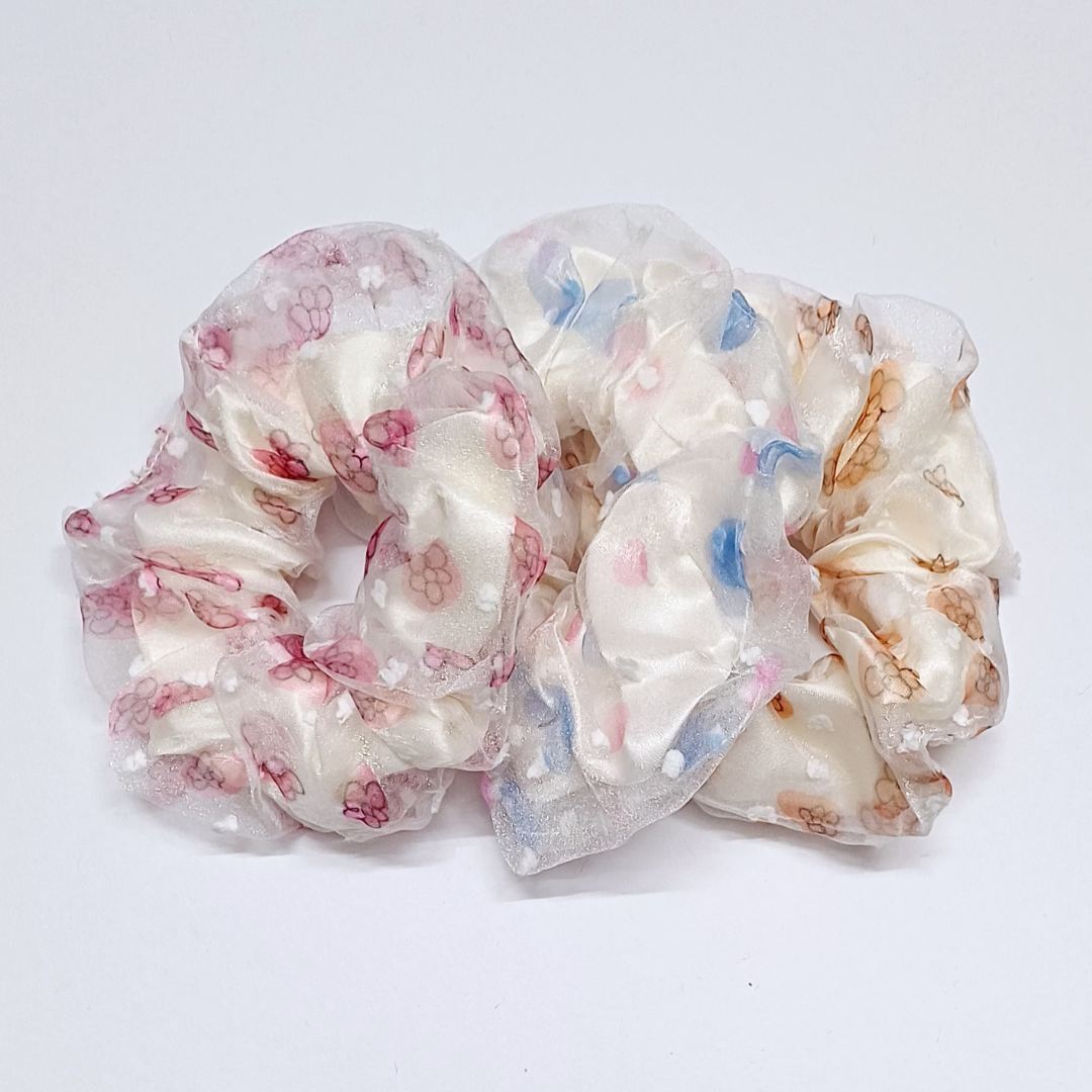 Floral Tissue Scrunchies Set of 3