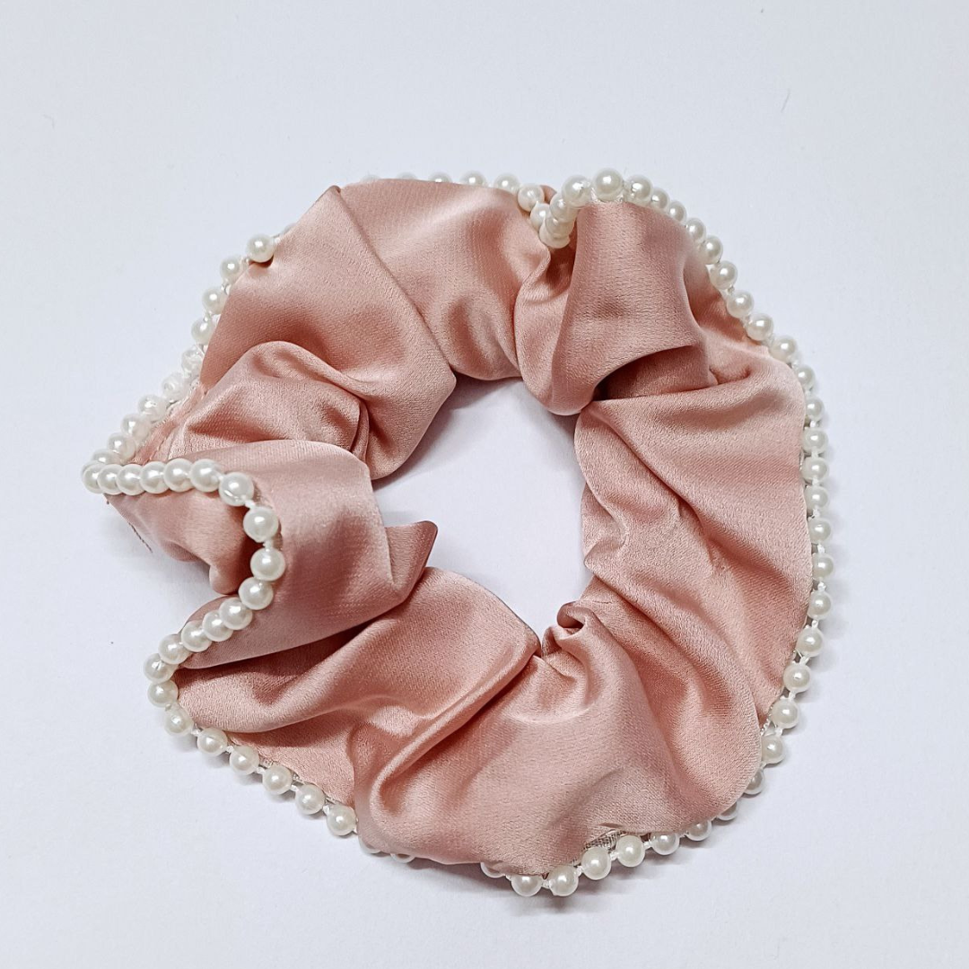 Satin Pearl Scrunchies Set of 3