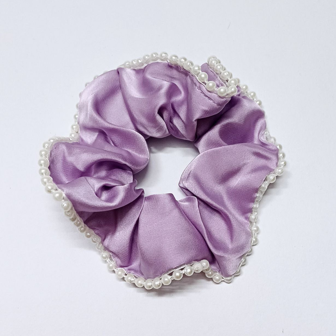 Satin Pearl Scrunchies Set of 3